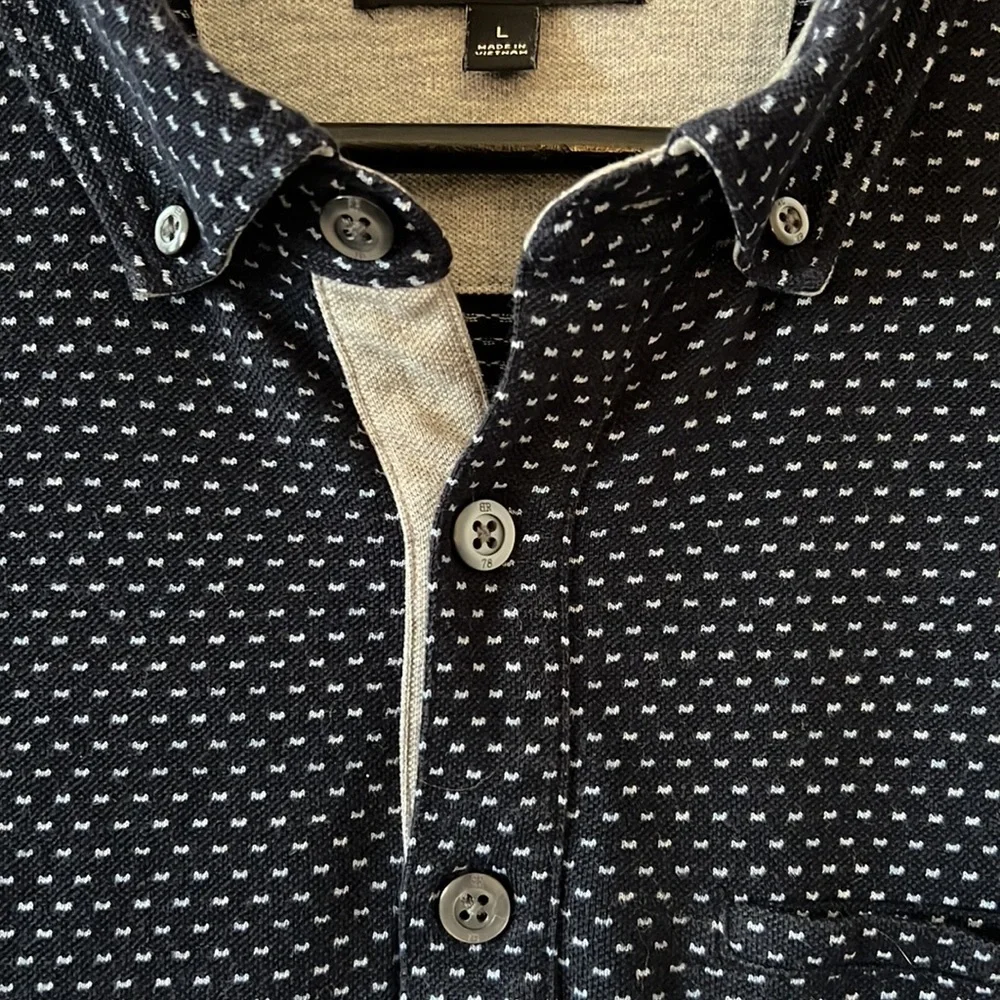 Banana Republic Navy Microdot Polo Shirt